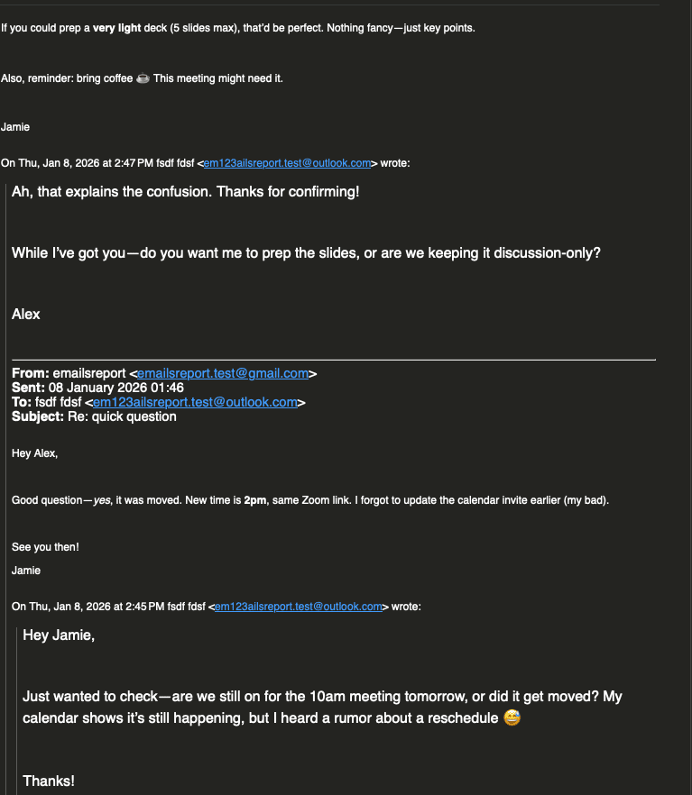 Email conversation collapsed into quoted text